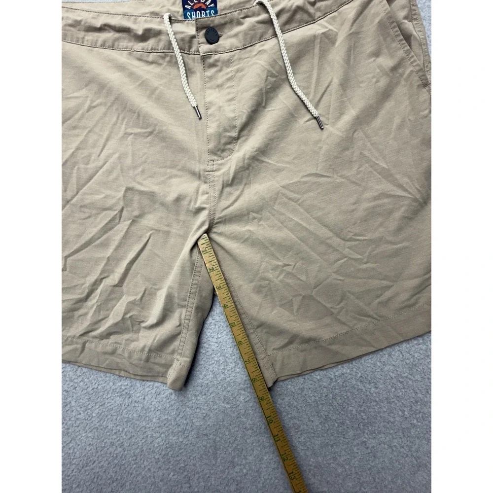 Faherty All Day Shorts Mens 40 Beige Chino 8 Inseam Drawstring Stretch Casual